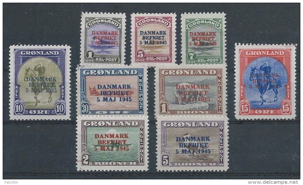 Groënland 1945 N° 18A/18K Neufs** MNH Libération Du Danemark Surchargée. - Ungebraucht