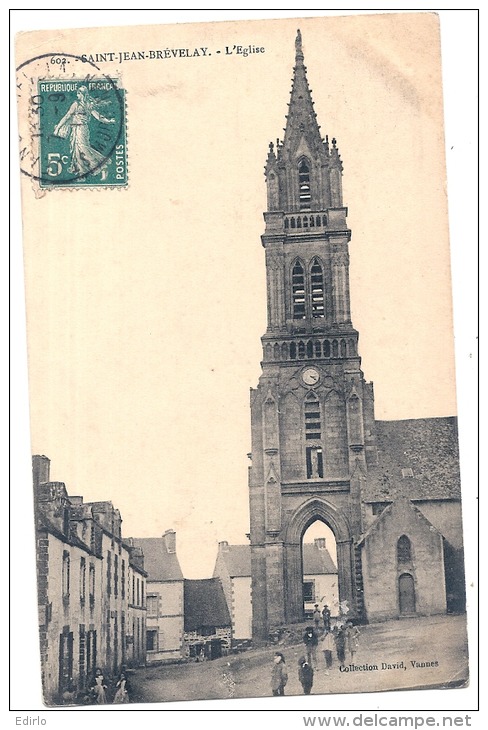 ST-JEAN-BREVELAY - L'Eglise  Animée Collection David TTBE - Saint Jean Brevelay