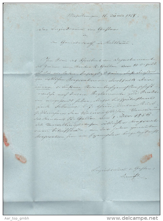 Heimat SG SCHAENNIS 1857-01-17 Amtlich Brief Nach Kaltbrünn Mit Blauem AK-Stempel - ...-1845 Prephilately