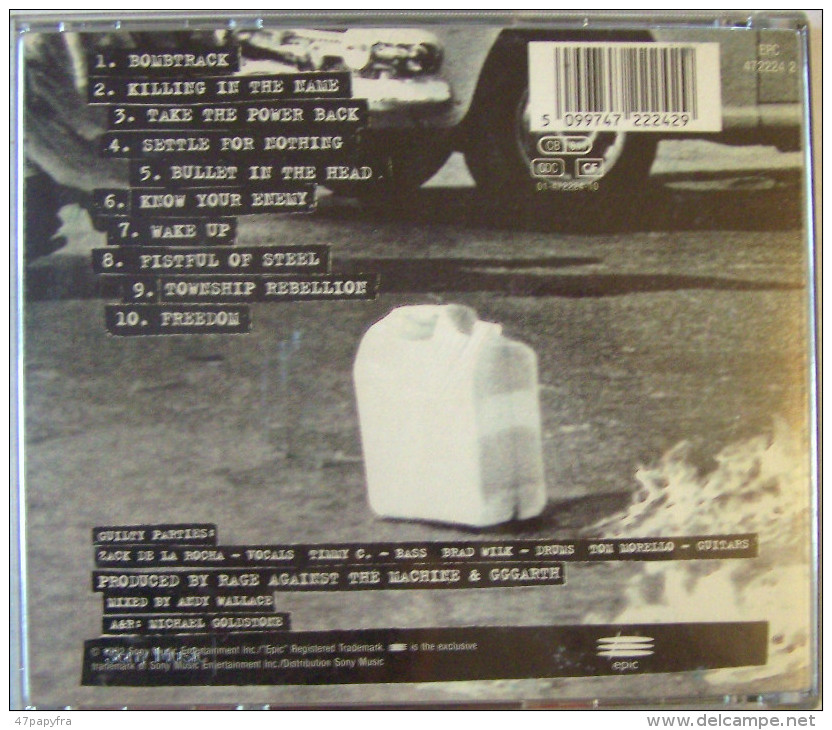 RAGE AGAINST THE MACHINE CD 10 Titres ROCK Bombtrack - Hard Rock & Metal