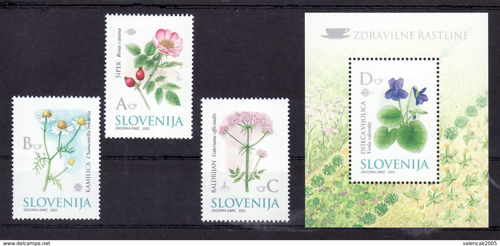 1261/ Slowenien Slovenia Slovenie 2002 Mi.No.396 - 399 ** MNH Seria + Block Heilpflanzen Flowers Blumen Medicinal Plants - Medicinal Plants