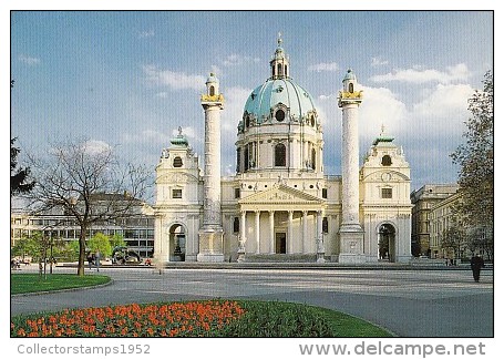 7138- POSTCARD, VIENNA- ST CHARLES CHURCH - Églises