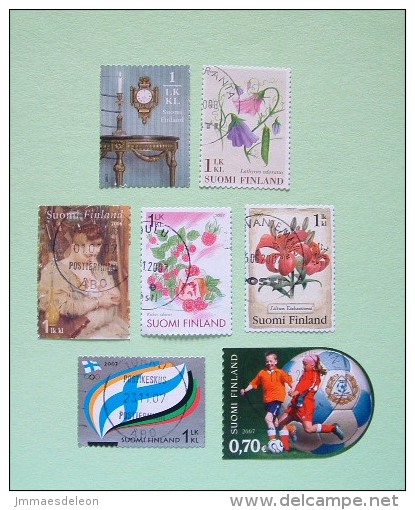 Finland 2006/09 Furnitures Flowers Bean Pods Fruits Paintings Flag Football Soccer Odd Shaped Stamp - Used Stamps