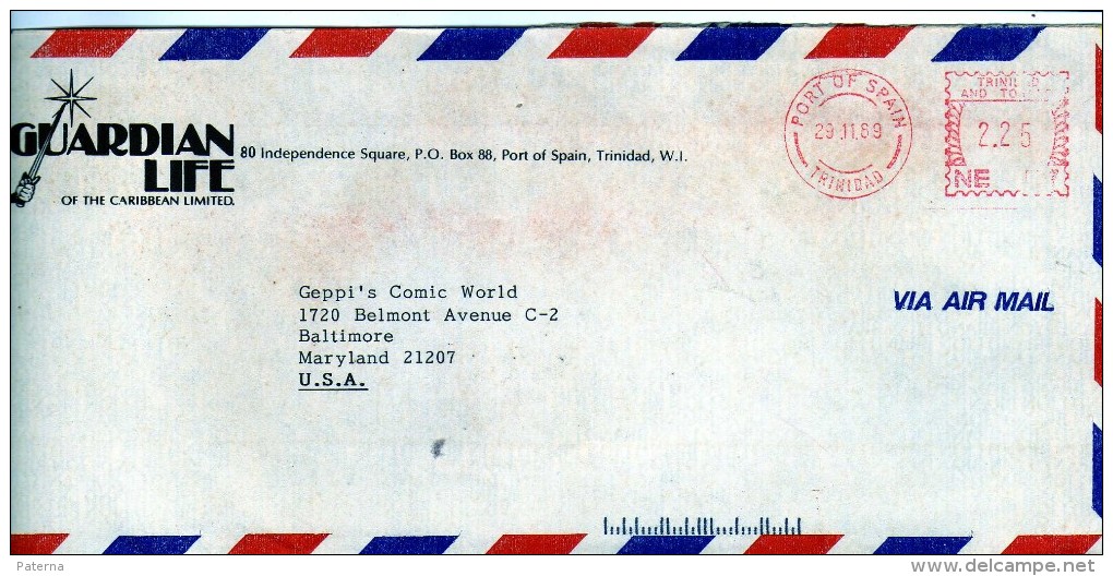 2249  Carta Aérea  Port Of  Spain  1989 Trinidad - Trinité & Tobago (1962-...)