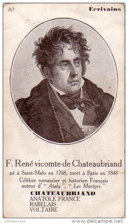 C 10555 - F. RENE VICOMTE DE CHATEAUBRIAND -écrivains -  7 X 12 Cm - Histoire