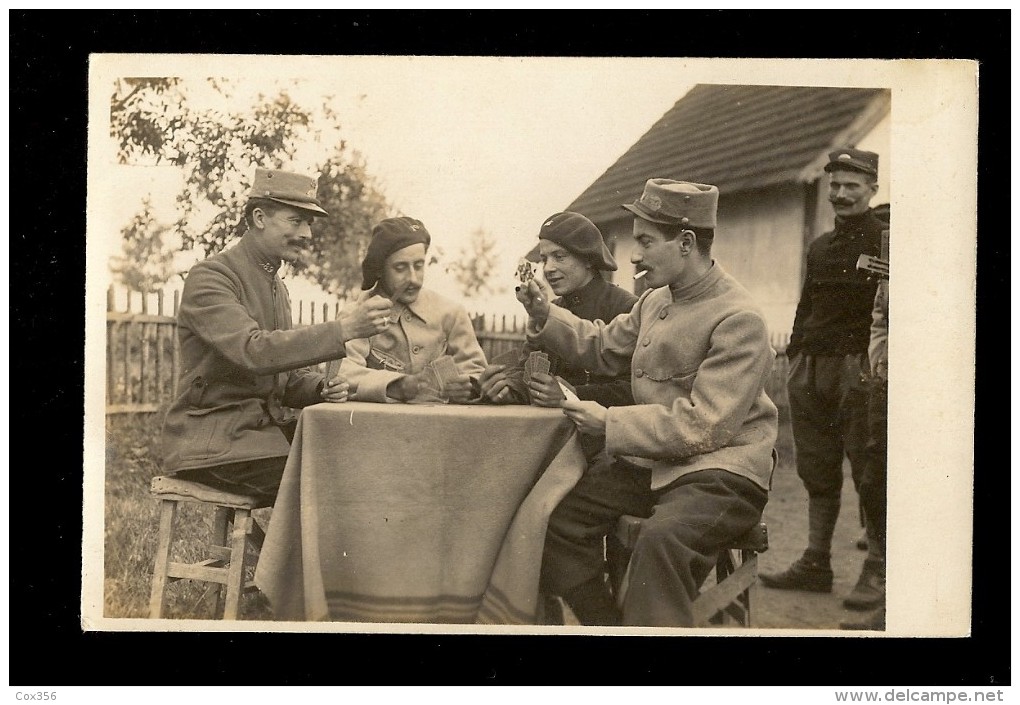 CPA 62 CARTE PHOTO Une Partie De Poker Entre SOLDAT Moment De Détente - Barlin