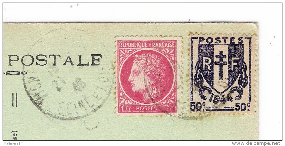 ESSONNE  /  VIGNEUX-sur-SEINE  /  LE  LAC  ( Camion Petit Plan ) /  Beaux Timbres De La Libération  ( A Voyagé En 1946 ) - Vigneux Sur Seine