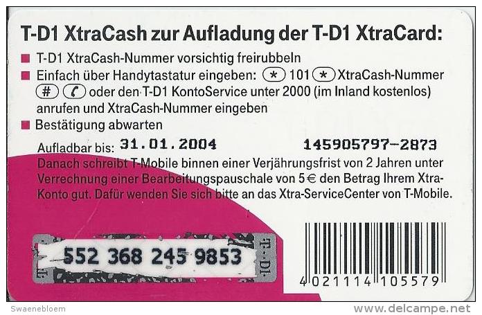 Telefonkarte.- Duitsland.  T-D1 XtraCash. 15 &euro;. 29.34 DM. Telefonguthaben. T...Mobile. 2 Scans - Cellulari, Carte Prepagate E Ricariche