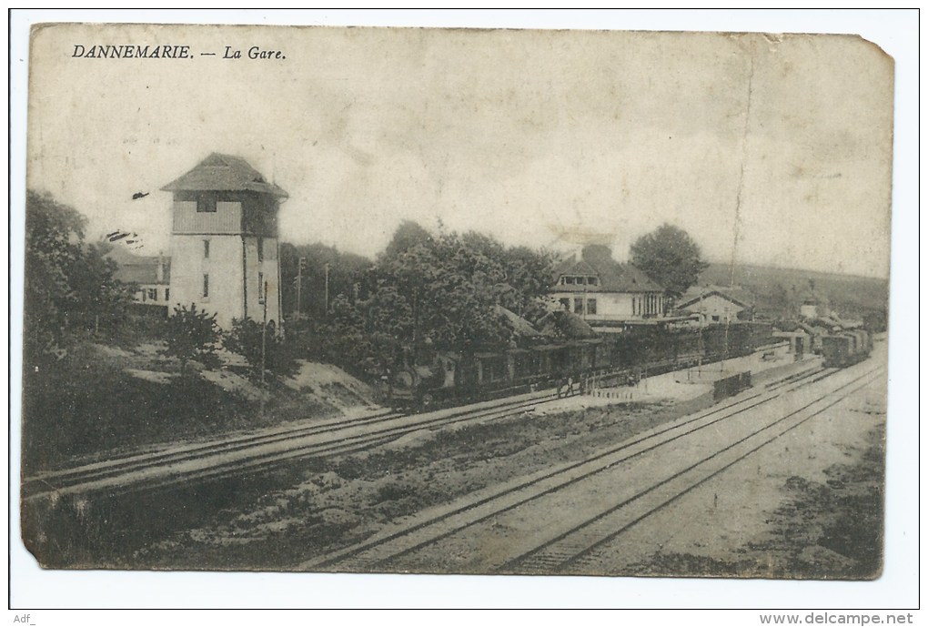 CPA TRAIN EN GARE DE DANNEMARIE, HAUT RHIN 68 - Dugny