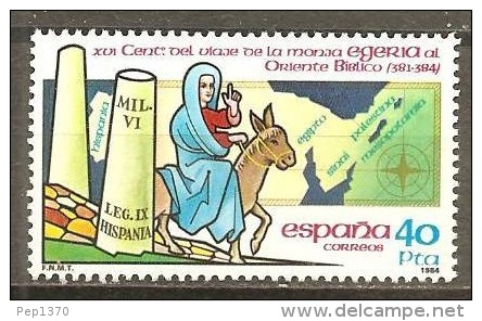 ESPAÑA 1984 - VIAJE DE LA MONJA EGERIA AL ORIENTE BIBLICO - Edifil Nº 2773 - Yvert 2391 - Donkeys