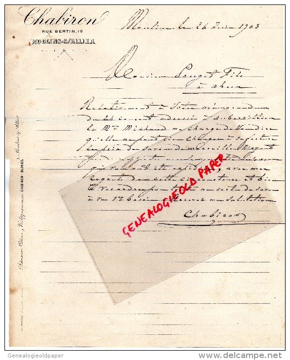 03 -  MOULINS SUR ALLIER - LETTRE MANUSCRITE CHABIRON -19 RUE BERTIN -1903 - Manuscripten