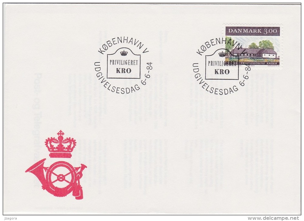 ARCHITECTURE ARCHITEKTUR OLD DANISH PUB TAVERN TAVERNE TABERNA  - DENMARK  DANMARK DÄNEMARK 1984 FDC MI 810 - Hotels, Restaurants & Cafés