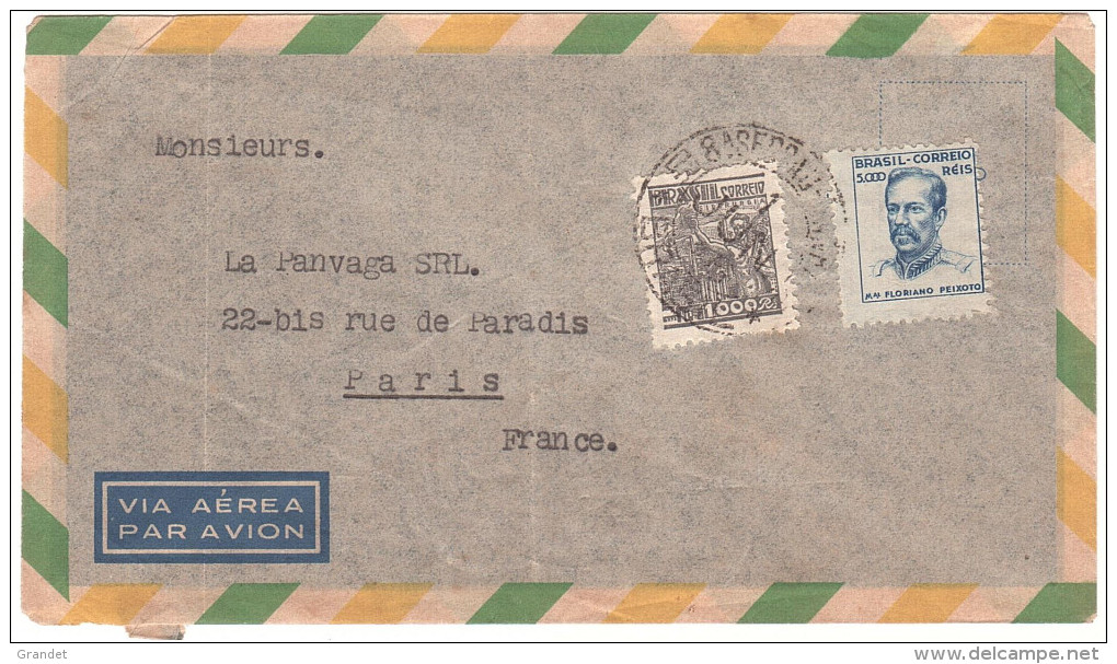 BRESIL - BRASIL - AVION - VIA AEREA - POSTE AERIENNE - ENVELOPPE - - Lettres & Documents