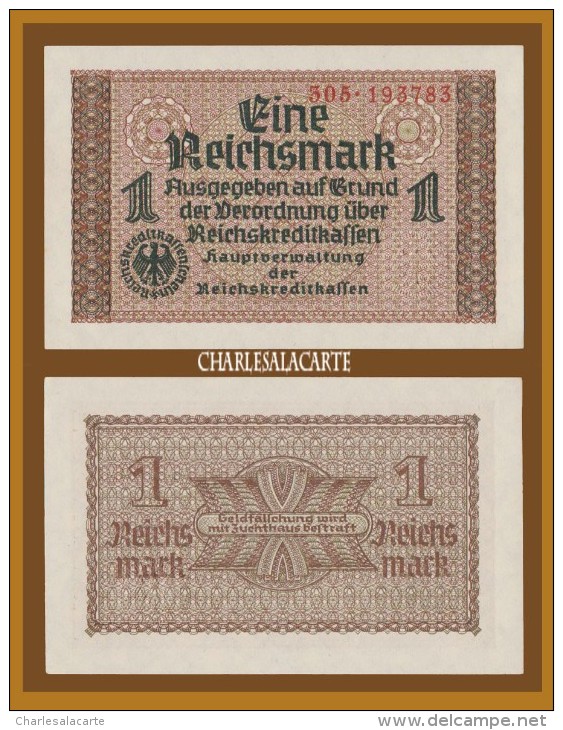 1940 GERMANY 1 REICHSMARK KRAUSE R136a BANKNOTE No. ...83 UNC/EXCELLENT CONDITION - 2. WK