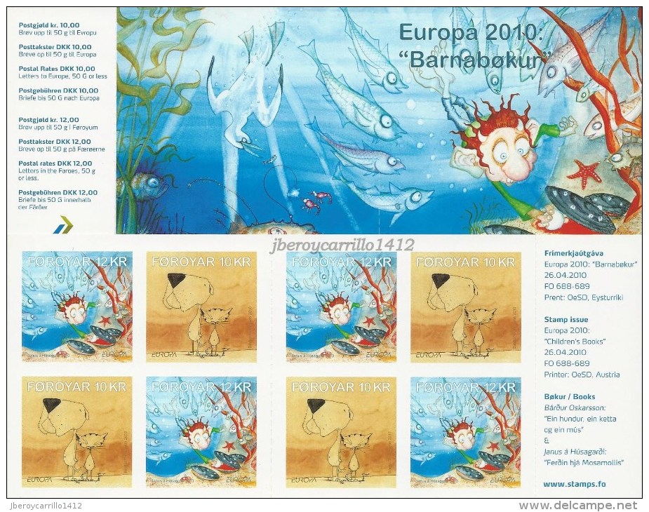 EUROPA 2010- TEMA ANUAL “LIBROS INFANTILES" - COLECCIÓN  DE LOS 17 CARNETS  OFICIALES  EMITIDOS POR 16 PAISES