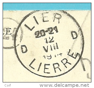 Kaart Met Stempel LIER / LIERRE Op 12/08/1914 Naar BRUXELLES Op 12/08/1914 (Offensief W.O.I) - Zone Non Occupée