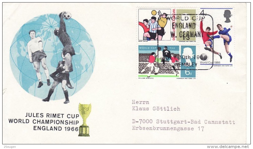 GREAT BRITAIN 1966 FOOTBALL WORLD CUP  COMMEMORATIVE COVER - 1966 – Angleterre