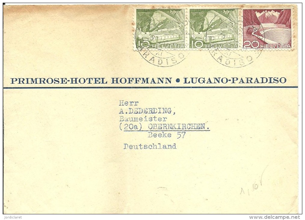 CARTA SUIZA  HOTEL HOFMAN 1953 - Hotels, Restaurants & Cafés