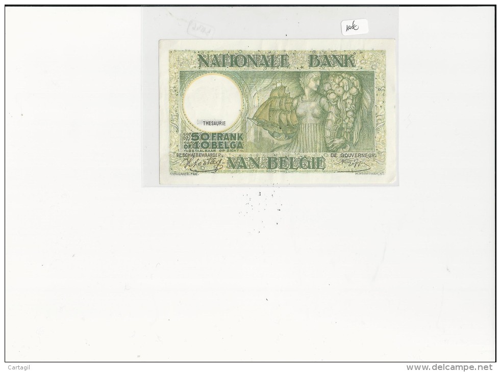 Billets -  B1546 - Belgique  - 50 Francs ( 10 Belgas) 1942 ( Type, Nature, Valeur, état... Voir 2 Scans) - 50 Francs