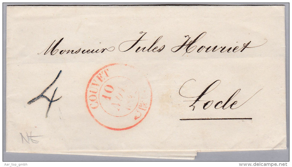 Heimat CH NE COUVET 1842-09-10 Rot Auf Briefhülle Nach Locle - ...-1845 Prephilately