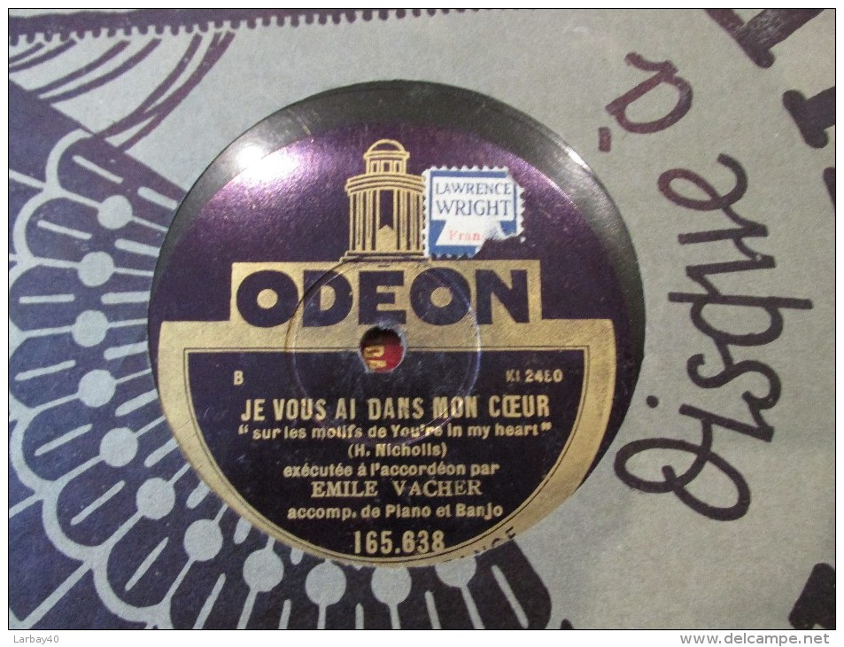 78 Tours Je Vous Ai Dans Mon Coeur - Aubade D Oiseaux - E Vacher  - Odeon 165 638 - 78 T - Disques Pour Gramophone