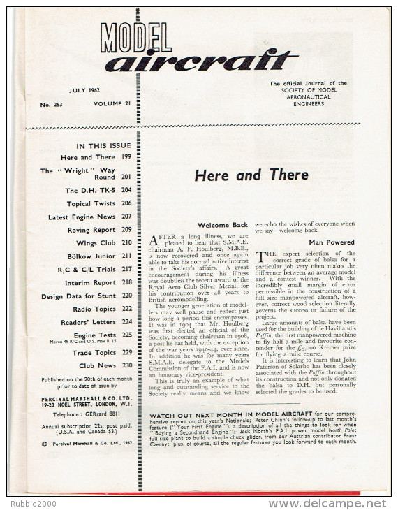 MODEL AIRCRAFT JULY 1962 - Gran Bretaña