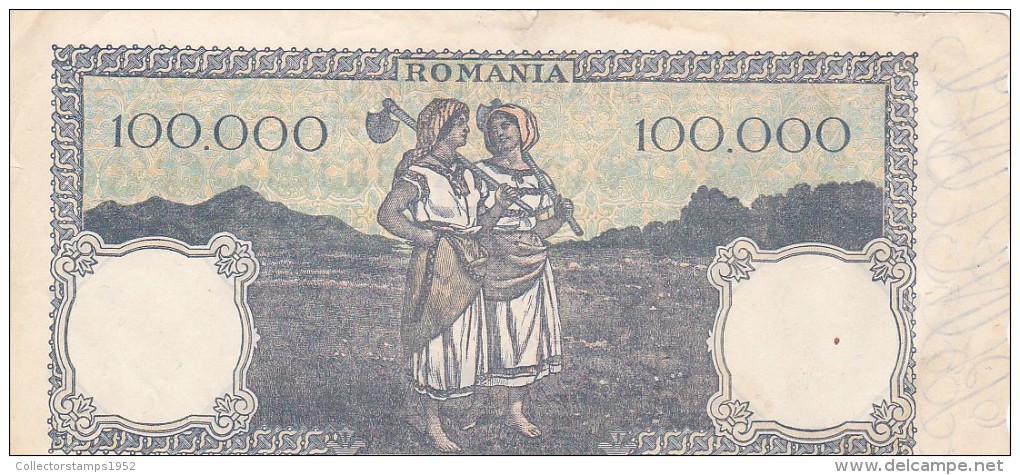 2058A,  BANKNOTE, 100.000, UNA SUTA MII LEI, 1945, ROMANIA. - Romania