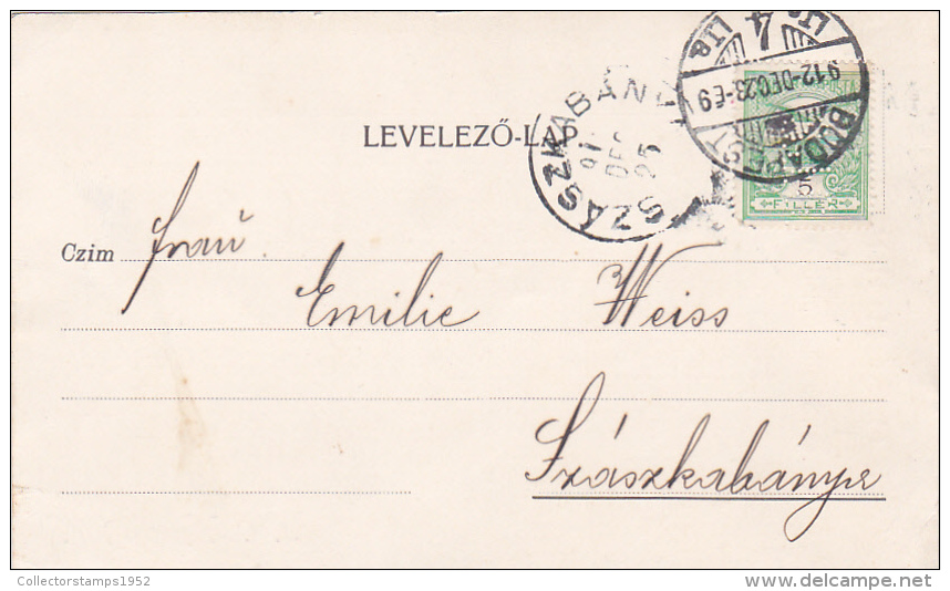 2064A, PRIVAT POSTCARD, HUNGARY, PERFINS, 1912, VERY RARE, PATENT. J.G. SCHOPPER. - Perfins