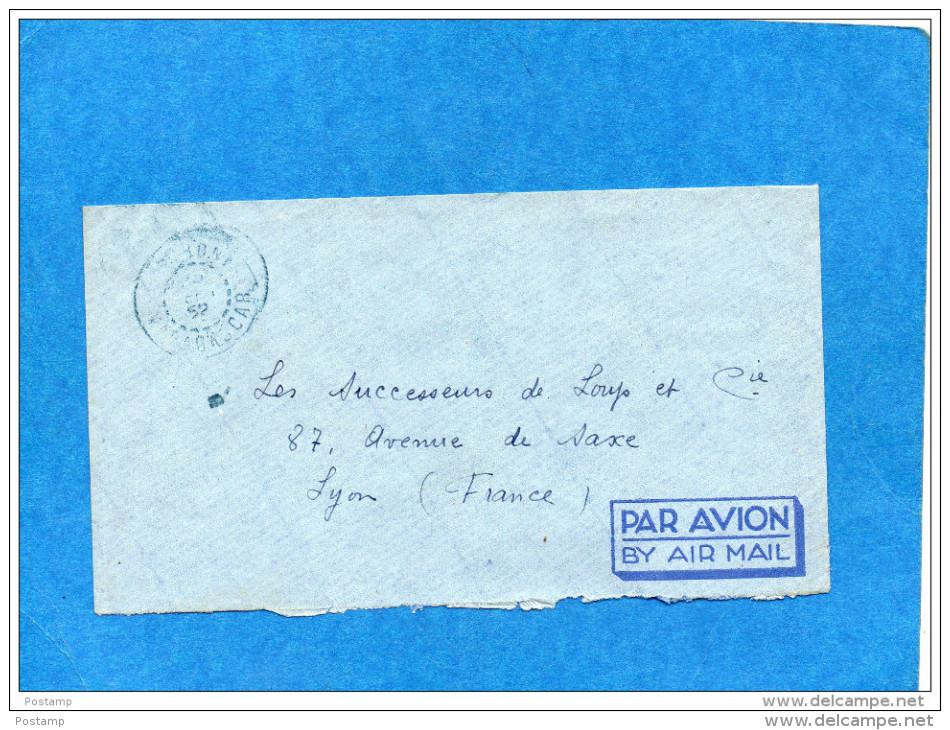 MARCOPHLIE-lettre Comores- -cad  MORONI MADAGASCAR 1952-pour Françe - Briefe U. Dokumente