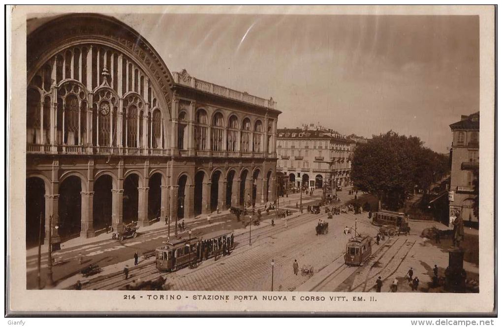 TORINO STAZIONE PORTA NUOVA E CORSO V. EMANUELE II 1927 ANIMATA TRAM - Stazione Porta Nuova