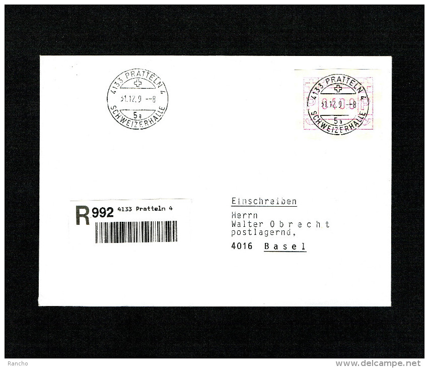 LETTRE 31.12.1994.Oblitérèe . PRATTELN.Pour BASEL .Nr ATM TYPE 9. - Timbres D'automates