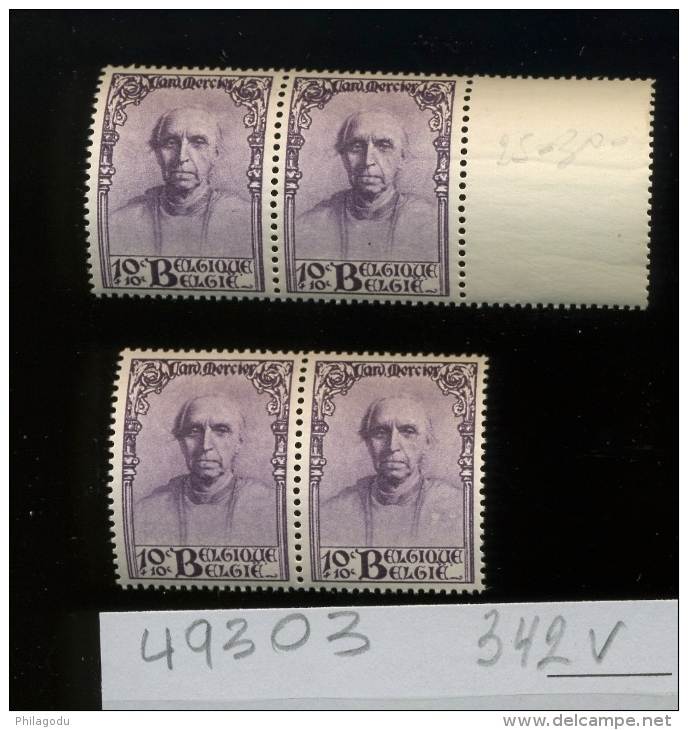 10c  Mercier  342 ** Variétés    Tache Blanche  Et Bouton  En Paires  ** - Other & Unclassified