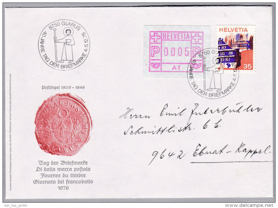 Schweiz Automatenmarken 1976-12-15 Glarus Mit Zusatzfr. Brief Nach Ebnat-Kappel - Automatic Stamps