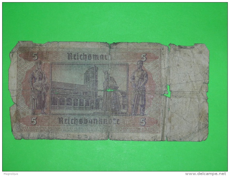 Germany,5 Reichsmark,funf,banknote, Paper Money,bill,geld,vintage - 2 Mark