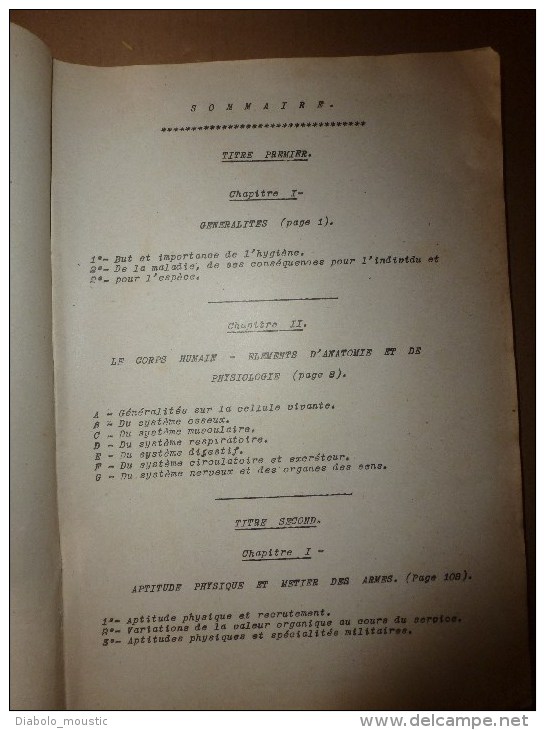 1926 Ecole Militaire De Saint-Cyr:COURS D'HYGIENE (Un Corps Sain Fait Un Esprit Sain Dans Un Corps Sain) Voici Les Bases - Français