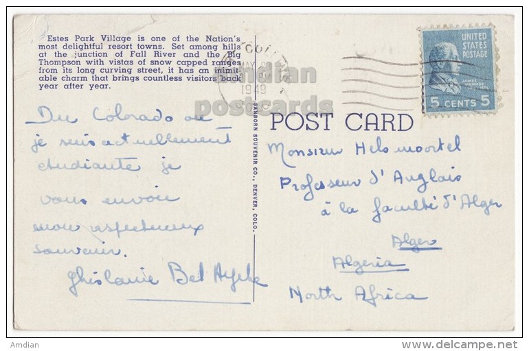 USA, ESTES PARK VILLAGE CO, VIEW FROM BIGH THOMPSON HIGHWAY TO ROCKY MOUNTAINS ~ 1940s Vintage Colorado Postcard - Rocky Mountains