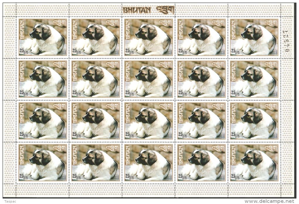 Bhutan 1972 Mi# 530-535 A ** MNH - Set In Sheets Of 20 - Dogs / Indigenous Breeds - Bhutan