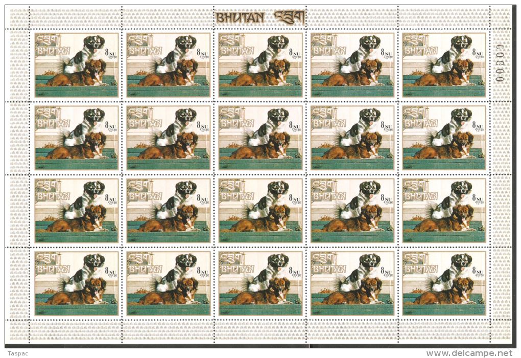 Bhutan 1972 Mi# 530-535 A ** MNH - Set In Sheets Of 20 - Dogs / Indigenous Breeds - Bhoutan