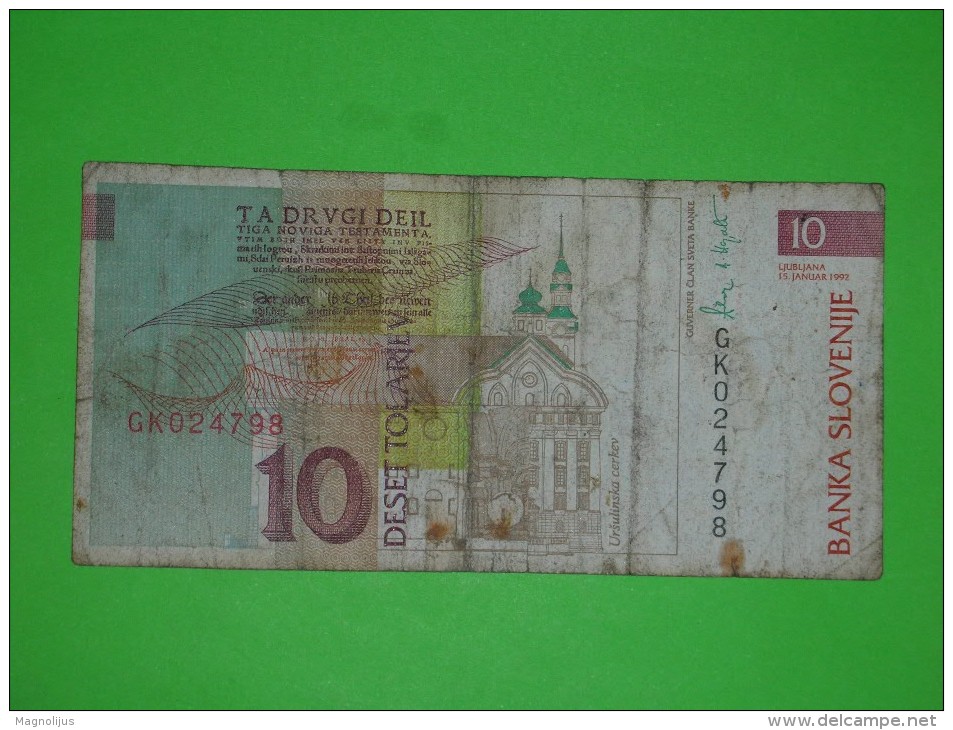 Slovenia,deset Tolarjev,10,banknote,paper Money,bill,geld - Slovenia