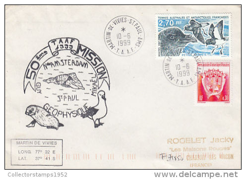 8375- ANTARCTIC WILDLIFE, BIRDS, SEAL, SEAGULLS, SPECIAL COVER, 1999, T.A.A.F. - Antarktischen Tierwelt