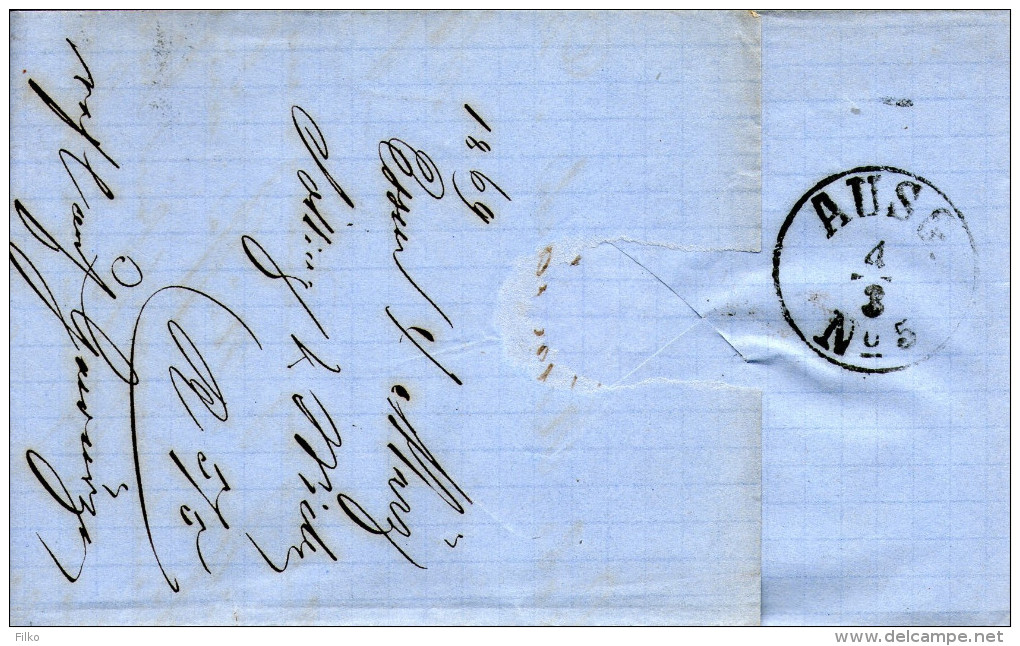 Envelop Sent From Essen R.B. Düsseldorf 04.03.1869 To Duisburg, Via AUSG. 04.03.1869,as Scan - Briefe U. Dokumente