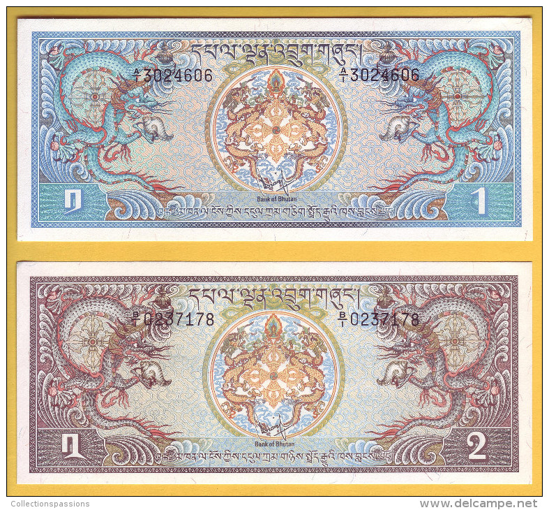 BHUTAN - Lot De 2 Billets. 1 Et 2 Ngultrum. (1981). Pick: 5 Et 6. NEUF - Bhutan