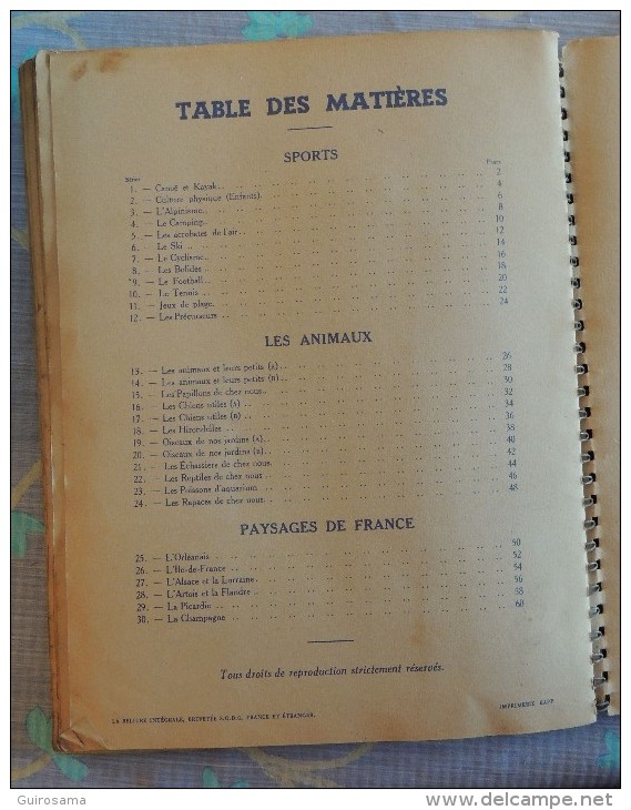Album Nestlé 1939-1940 : Sports, Animaux, paysages de France (incomplet comme souvent)