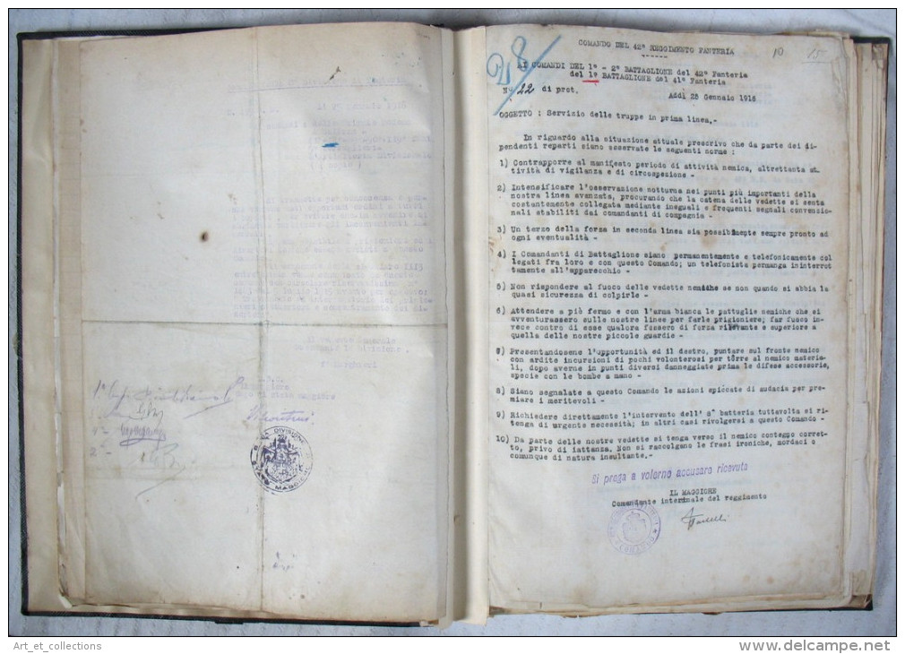 141 documents originaux italiens de la 1ère Guerre Mondiale