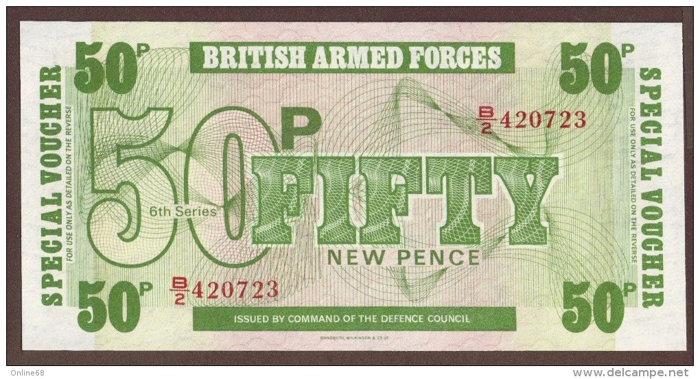 GB BAF 50 NEW PENCE (1972) Alpha B2  "6th Series" - British Armed Forces & Special Vouchers