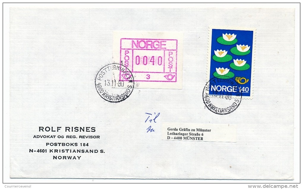 NORVEGE - Lot 6 Enveloppes - Nénuphars - Affranchissements Divers Années 77 / 80 - Lettres & Documents