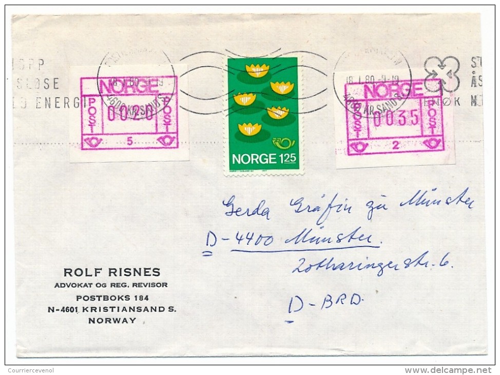 NORVEGE - Lot 6 Enveloppes - Nénuphars - Affranchissements Divers Années 77 / 80 - Covers & Documents