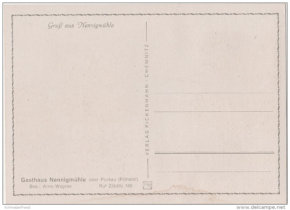 AK Gruss Aus Gasthaus Nennigmühle Flöhatal Bei Pockau Olbernhau Flöha Sorgau Wernsdorf Blumenau Lengefeld Rauenstein - Lengefeld