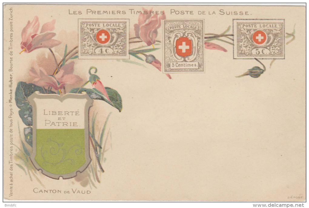 Les Premiers Timbres Poste De La SUISSE  Liberté Et Patrie Canton De Vaud - Premier