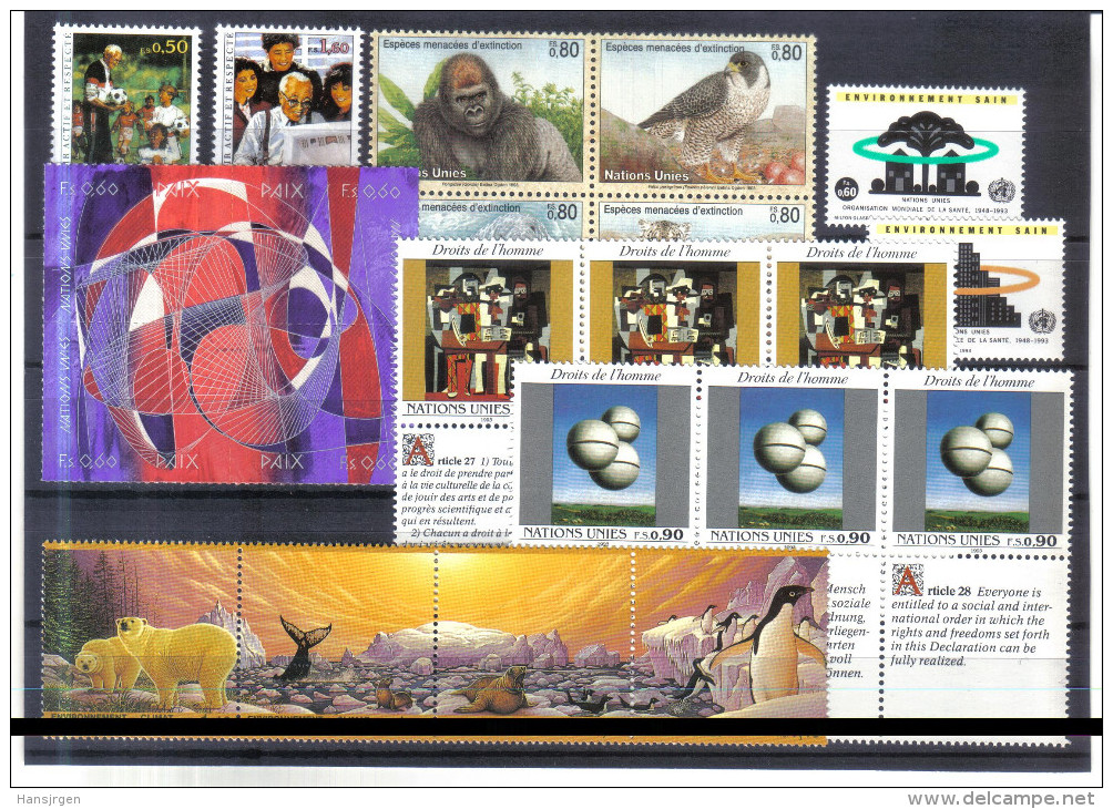 LOT631 VEREINTE NATIONEN UNO GENF 1993  JAHRGANG MICHL  225/42  POSTFRISCH - Unused Stamps